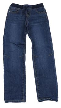 Tmavomodré slim teplákové rifle s úpletovým pasem Denim Co.