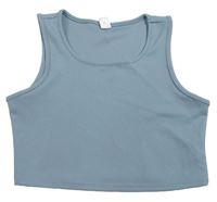 Šedomodrý žebrovaný crop top SHEIN