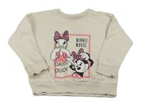 Smetanová oversize mikina s Minnie a Daisy s flitry George