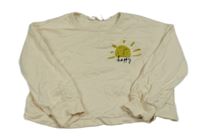 Smetanové oversize crop mikinotriko se sluníčkem H&M