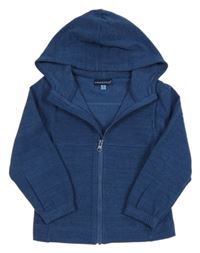 Tmavomodrá melírovaná fleecová propínací mikina s kapucí ANDY&EVAN