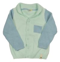 Mátovo-modrý propínací svetr s kapsou Kuniboo