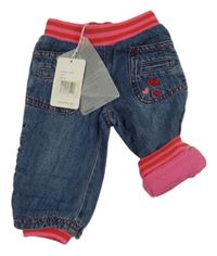 Nové - modré podšité rifle se srdíčky a úpletovým pasem FIXONI