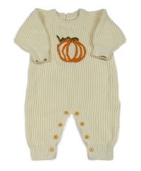 Smetanový žebrovaný pletený overal s dýní