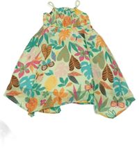 Světlezelené letní šaty s ovocem a motýlky a lístečky H&M