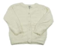 Smetanový třpytivý chlupatý propínací svetr Tu