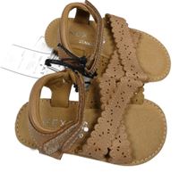 Nové - hnědé koženkové sandály s perforovaným vzorem Next vel. 23