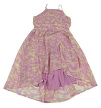Růžovo-smetanové vzorované šifonové letní šaty H&M