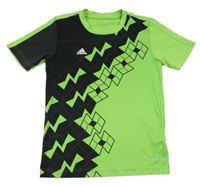 Zeleno-černé funkční sportovní tričko se vzorem Adidas