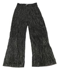 Černo-stříbrné melírované plisované podšité kalhoty H&M