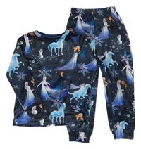 Tmavomodré plyšové pyžamo s Frozen Tu