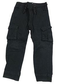 Černé plátěné slim cargo cuff kalhoty Denim Co.