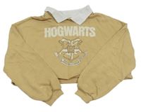 Písková crop mikina s erbem a límečkem - Harry Potter H&M