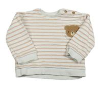 Bílo-růžová pruhovaná mikina s medvědem George