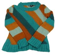 Modrozeleno-zeleno-hnědý pruhovaný svetr Only