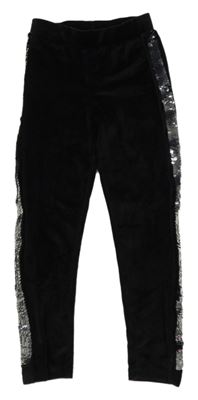 Černé plyšové legíny s překlápěcími flitry Kiki&Koko