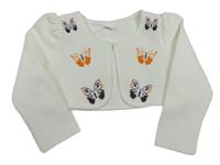 Bílé žebrované bolerko s motýly