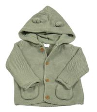Zelený propínací svetr s kapucí Next