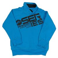 Modrá mikina s nápisem a komínovým límcem Matalan