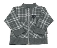 Tmavošedo-šedá kostkovaná propínací mikina