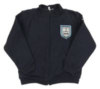 Tmavomodrá propínací mikina s výšivkou