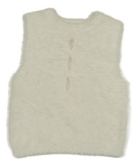 Smetanová chlupatá svetrová vesta s průstřihy Anko