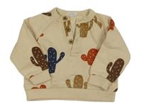 Béžová mikina s kaktusy a knoflíky