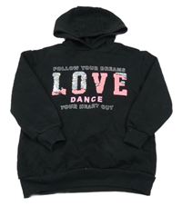 Černá mikina s nápisem s překlápěcími flitry a kapucí George