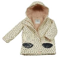 Krémová puntíkatá nepromkavá zateplená bunda se zebrami a kapucí George