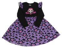 Černo-fialové šaty s L.O.L. Surprise a srdíčky PatPat