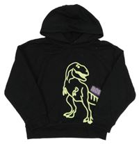 Černá mikina s dinosaurem a kapucí Primark