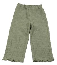 Khaki žebrované culottes kalhoty Reserved