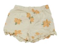 Krémové květované lněné kraťasy Lily & Dan