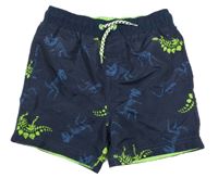 Tmavomodré plážové kraťasy s kostrami dinosaurů Topolino