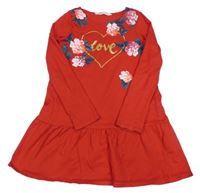 Červené bavlněné šaty s květinami H&M