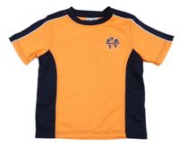 Neonově oranžovo-tmavomodré sportovní tričko s potiskem Topolino