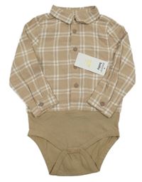 Nové - Hnědo-bílé kostkované košilové body Pep&Co