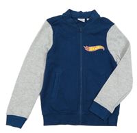 Petrolejovo-šedá propínací mikina s logem Hot Wheels