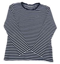 Tmavomodro-bílé pruhované žebrované triko Tommy Hilfiger