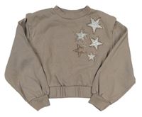Hnědá crop mikina s hvězdičkami Primark