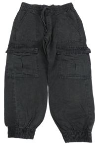 Tmavošedé plátěné cuff kalhoty F&F