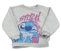 Šedá melírovaná mikina se Stitchem zn. Disney