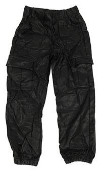 Černé koženkové cuff kalhoty s kapsami Matalan
