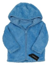 Nové - modrá chlupatá propínací mikina s kapucí dunnes