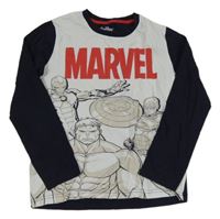 Tmavomodro-bílé pyžamové triko s Marvel 