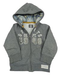 Šedá melírovaná propínací mikina s nápisem a kapucí H&M