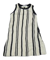 Bílo-černé pruhované pletené šaty H&M