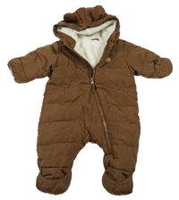 Hnědá šusťáková zimní kombinéza s kapucí H&M