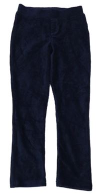 Tmavomodré žebrované sametové tregíny Nutmeg