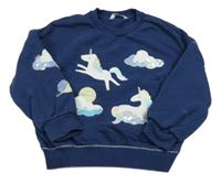 Tmavomodrá mikina s jednorožci M&S